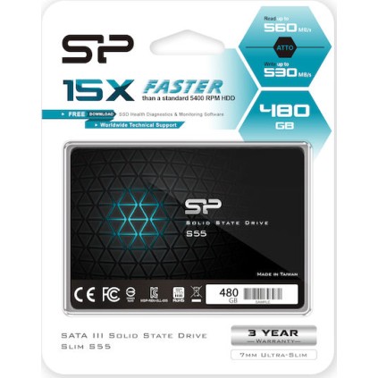 Silicon Power Slim S55 SSD 480GB τύπου 2.5'' με σύνδεση SATA III SP480GBSS3S55S25