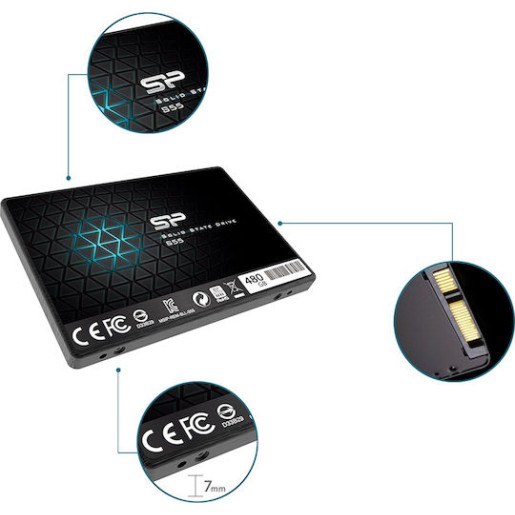 Silicon Power Slim S55 SSD 480GB τύπου 2.5'' με σύνδεση SATA III SP480GBSS3S55S25