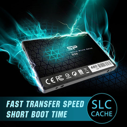 Silicon Power Slim S55 SSD 480GB τύπου 2.5'' με σύνδεση SATA III SP480GBSS3S55S25