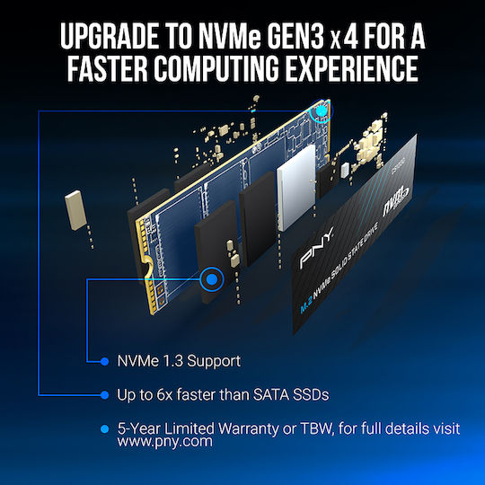 PNY CS1030 SSD 250GB τύπου M.2 με σύνδεση PCI Express 3.0 M280CS1030-250-RB