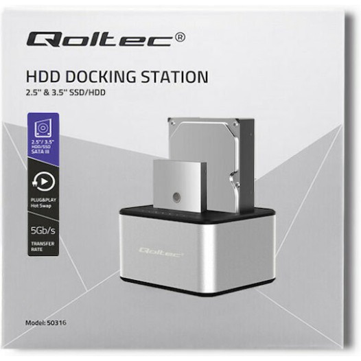 Qoltec 5316 Docking Station για 2 Σκληρούς Δίσκους SATA 3.5