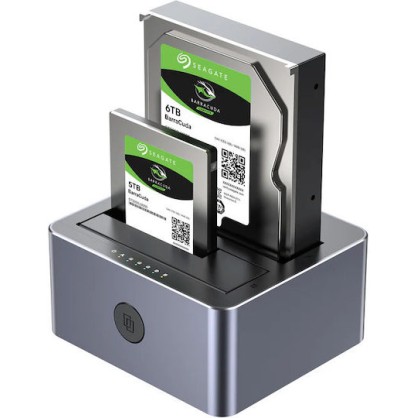 Unitek Sata6g Dual Bay Hdd Docking Station Alum Black Y-3026