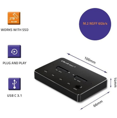 Qoltec Docking Station για 2 Σκληρούς Δίσκους SATA M.2 (2230)