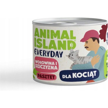 Animal Island Υγρή Τροφή για Γάτες σε Κονσέρβα με Βοδινό χωρίς Σιτηρά 185gr