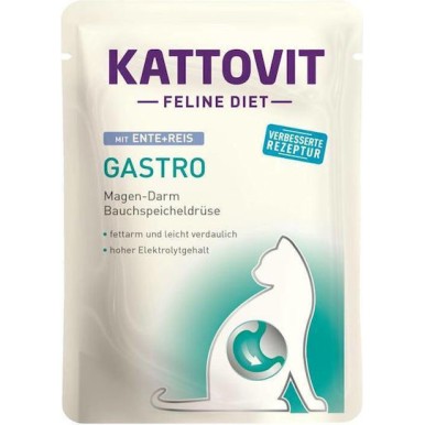 Kattovit Feline Diet Gastro Υγρή Τροφή για Ενήλικες Γάτες σε Φακελάκι με Πάπια και Ρύζι χωρίς Γλουτένη 85gr