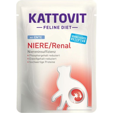 Kattovit Niere/Renal Low Protein Υγρή Τροφή για Ενήλικες Γάτες σε Φακελάκι με Πάπια Διαίτης, χωρίς Γλουτένη 85gr