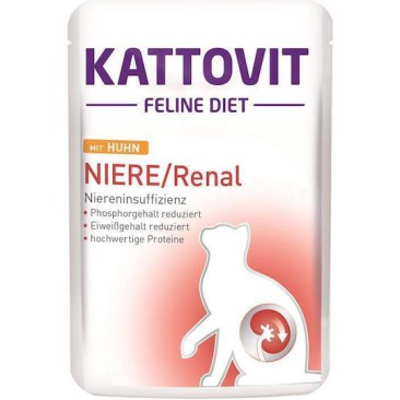 Kattovit Kidney/Renal Υγρή Τροφή για Ενήλικες Γάτες σε Φακελάκι με Κοτόπουλο χωρίς Γλουτένη 85gr