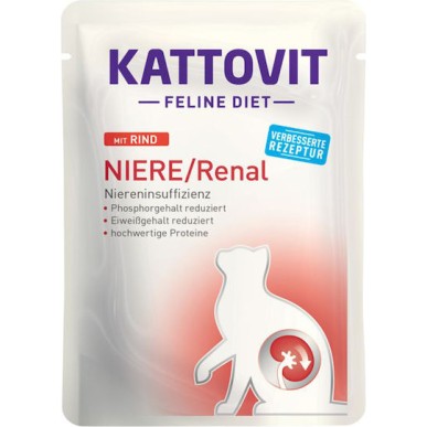 Kattovit Feline Diet Niere/Renal Υγρή Τροφή για Ενήλικες Γάτες σε Φακελάκι με Βοδινό 85gr