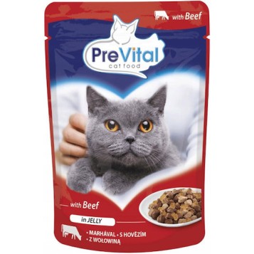 PreVital Υγρή Τροφή για Γάτες με Βοδινό 100gr
