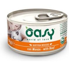 Oasy Gustosa Mousse Υγρή Τροφή για Ενήλικες Γάτες σε Κονσέρβα με Βοδινό χωρίς Σιτηρά 85gr