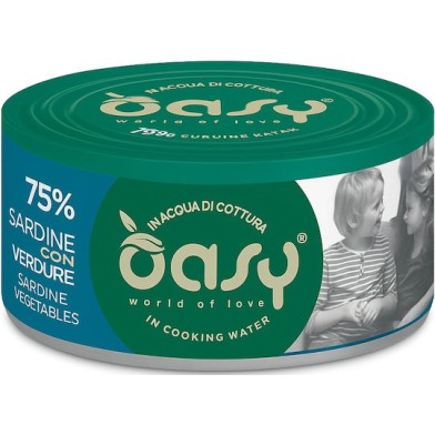 Oasy Love Υγρή Τροφή για Ενήλικες Γάτες σε Κονσέρβα με Σαρδέλα, Λαχανικά, Κρέας, Ψάρια και Ρύζι χωρίς Σιτηρά & Γλουτένη 70gr