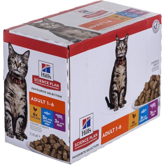 Hill's Feline Υγρή Τροφή για Ενήλικες Γάτες σε Φακελάκι με Κοτόπουλο 12x85gr