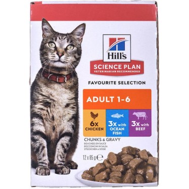 Hill's Feline Υγρή Τροφή για Ενήλικες Γάτες σε Φακελάκι με Κοτόπουλο 12x85gr