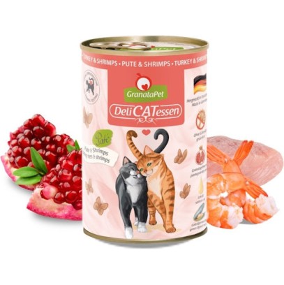 Granata Pet Foods Delicatessen Υγρή Τροφή για Γάτες σε Κονσέρβα με Γαλοπούλα, Γαρίδες, Ρόδι, Σολομό και Μύδια 800gr