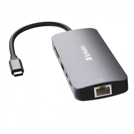 Verbatim CMH-9 USB-C Docking Station με HDMI 4K PD Ethernet Γκρι