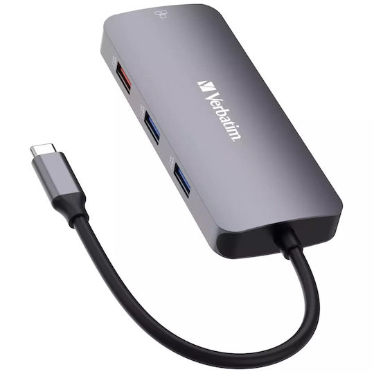 Verbatim CMH-9 USB-C Docking Station με HDMI 4K PD Ethernet Γκρι