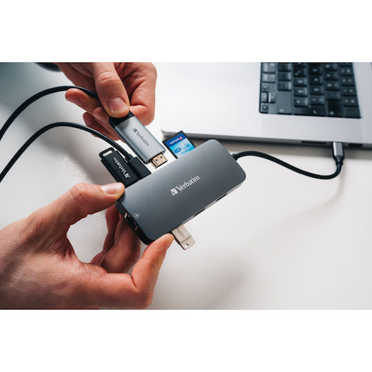Verbatim CMH-9 USB-C Docking Station με HDMI 4K PD Ethernet Γκρι