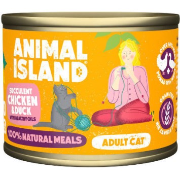 Animal Island 100% Natural Meals Υγρή Τροφή για Ενήλικες Γάτες σε Κονσέρβα με Κοτόπουλο και Πάπια χωρίς Σιτηρά & Γλουτένη 200gr