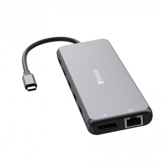 Verbatim CMH-13 USB-C Docking Station με HDMI/DisplayPort 4K PD Ethernet και σύνδεση 3 Οθονών Γκρι