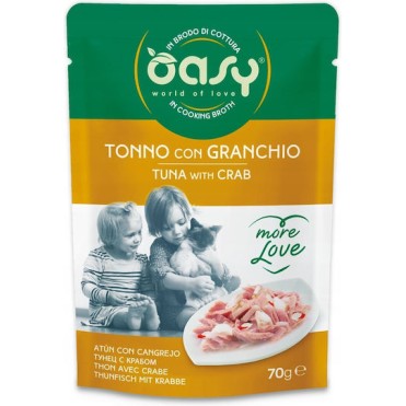 Oasy Love Υγρή Τροφή για Γάτες σε Φακελάκι με Τόνο και Καβούρι 70gr