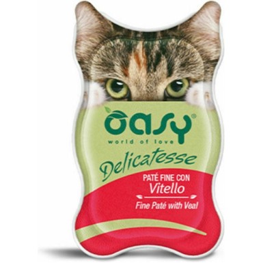 Oasy Delicatesse Pate Adult Υγρή Τροφή για Ενήλικες Γάτες σε Κονσέρβα με Μοσχάρι 85gr