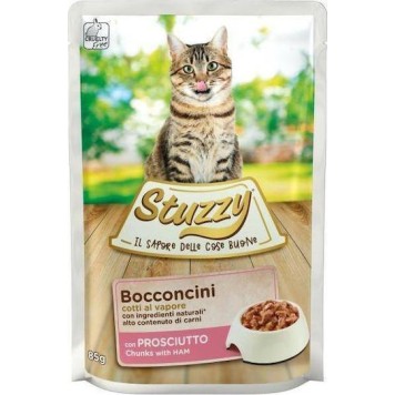 Stuzzy Bocconcini Υγρή Τροφή για Ενήλικες Γάτες σε Φακελάκι με Ζαμπόν 85gr