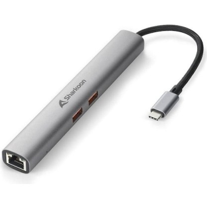 Sharkoon Combo Adapter USB-C Docking Station με HDMI 4K PD Ethernet Γκρι