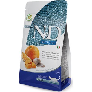 Farmina N&D Ocean Adult Ξηρά Τροφή χωρίς Σιτηρά & Γλουτένη για Ενήλικες Γάτες με Ρέγγα / Κολοκύθα Pumpkin / Orange 1.5kg