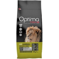 Optimanova Cat Hairball Ξηρά Τροφή για Ενήλικες Γάτες με Κοτόπουλο / Ρύζι 2kg