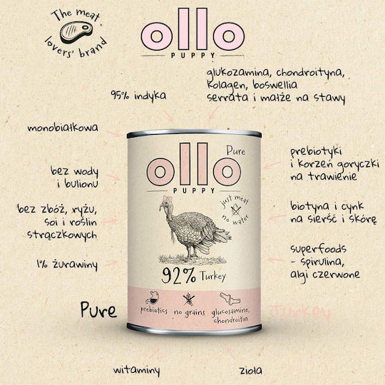 Dog Food Υγρή Τροφή για Κουτάβια σε Κονσέρβα με Γαλοπούλα 400gr