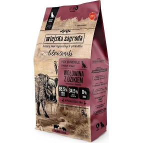 Wiejska Zagroda 9kg Ξηρά Τροφή χωρίς Σιτηρά & Γλουτένη για Ενήλικους Σκύλους με Βοδινό και Αγριογούρουνο
