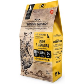 Wiejska Zagroda 2kg Ξηρά Τροφή χωρίς Σιτηρά & Γλουτένη για Ενήλικους Σκύλους με Γαλοπούλα και Αρνί