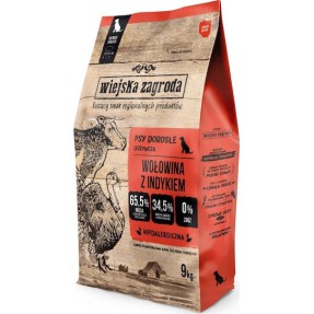 Wiejska Zagroda 9kg Ξηρά Τροφή χωρίς Σιτηρά & Γλουτένη για Ενήλικους Σκύλους Μεγαλόσωμων Φυλών με Βοδινό και Γαλοπούλα