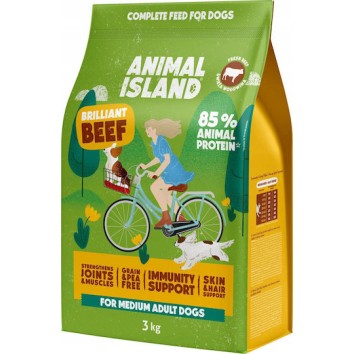 Animal Island 3kg Ξηρά Τροφή χωρίς Σιτηρά & Γλουτένη για Ενήλικους Σκύλους με Βοδινό