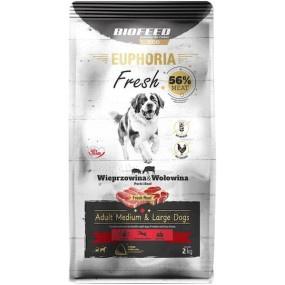 Biofeed 2kg Ξηρά Τροφή χωρίς Γλουτένη για Ενήλικους Σκύλους Μεσαίων & Μεγαλόσωμων Φυλών με Κρέας, Χοιρινό και Βοδινό