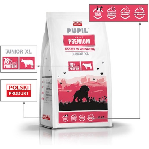 Dog Food 12kg Ξηρά Τροφή για Κουτάβια Μεγαλόσωμων Φυλών με Βοδινό