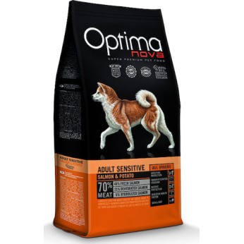 Optimanova Adult Sensitive Salmon & Potato 12kg Ξηρά Τροφή χωρίς Σιτηρά για Ενήλικους Σκύλους με Πατάτες και Σολομό