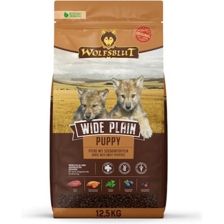 Wolfsblut Wide Plain 12.5kg Ξηρά Τροφή χωρίς Σιτηρά για Κουτάβια με Κουνέλι, Λαγό και Πατάτες