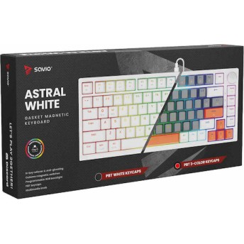 Savio Astral Gaming Πληκτρολόγιο με RGB φωτισμό (Αγγλικό US) Λευκό