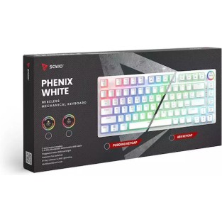 Savio Phenix ABS Ασύρματο Gaming Μηχανικό Πληκτρολόγιο 75% με Gateron Red Pro διακόπτες και RGB φωτισμό (Αγγλικό US) Λευκό