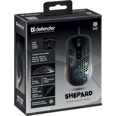 Defender Shepard GM-620L RGB Gaming Ποντίκι 12800 DPI Μαύρο