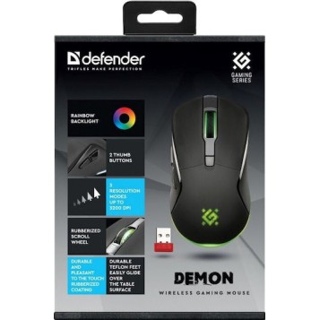 Defender Demon GM-534 Ασύρματο RGB Gaming Ποντίκι 3200 DPI Μαύρο