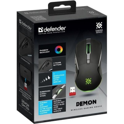 Defender Demon GM-534 Ασύρματο RGB Gaming Ποντίκι 3200 DPI Μαύρο