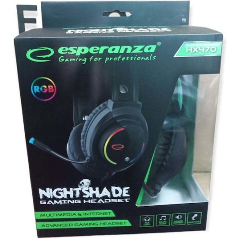 Esperanza Nightshade Over Ear Gaming Headset με σύνδεση 3.5mm / USB
