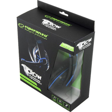 Esperanza Crow (Blue) Over Ear Gaming Headset με σύνδεση 2x3.5mm Μπλε