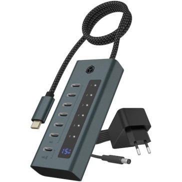 Icy Box USB 3.2 Hub 7 Θυρών με σύνδεση USB-C Μπλε