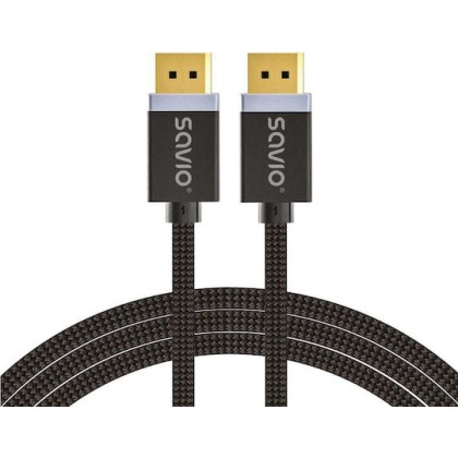 Savio Cable DisplayPort male - DisplayPort male 2m Μαύρο (CL-166)