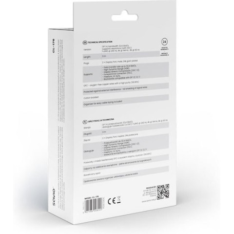 Savio Cable DisplayPort male - DisplayPort male 3m Μαύρο ()