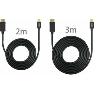 Unitek Cable DisplayPort male - mini DisplayPort male 2m Μαύρο (Y-C611BK)