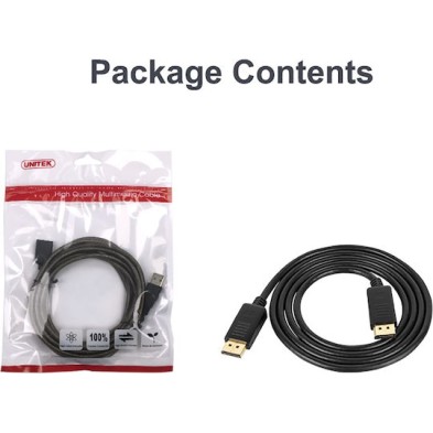 Unitek Cable DisplayPort male - DisplayPort male 2m Μαύρο (Y-C608BK)